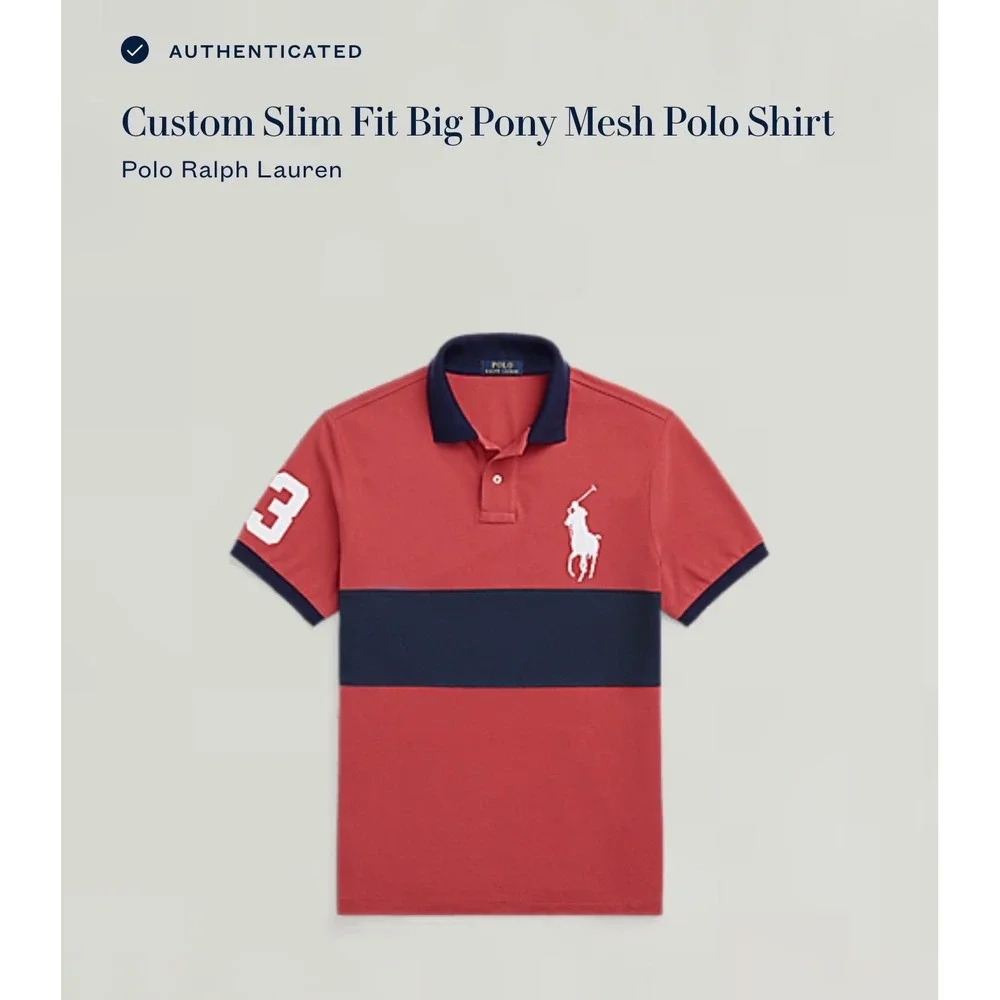 Polo Ralph Lauren Big Pony Polo Shirt XXL Red Navy Custom Slim Fit NWT